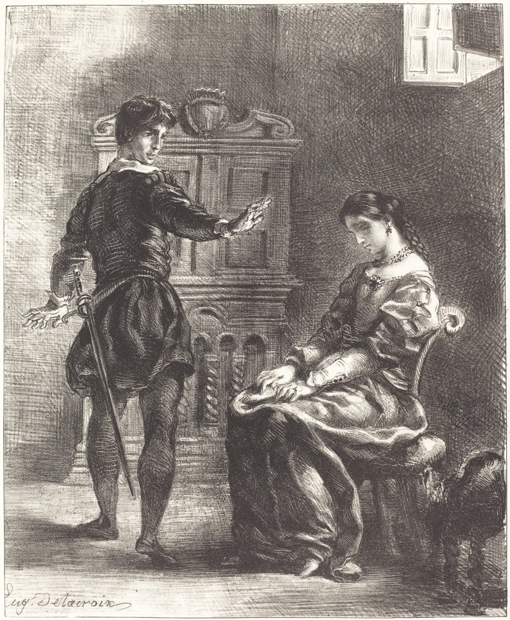 Hamlet et Ophélie (Acte III, Scène I) - Eugène Delacroix