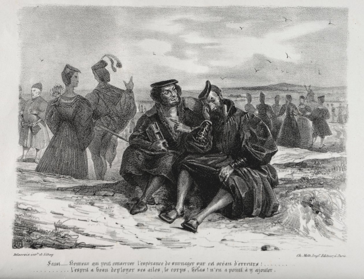 Illustrations pour Faust : Faust et Wagner - Eugène Delacroix