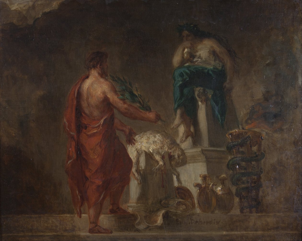 Lycurgue consultant la Pythie - Ferdinand Victor Eugene Delacroix
