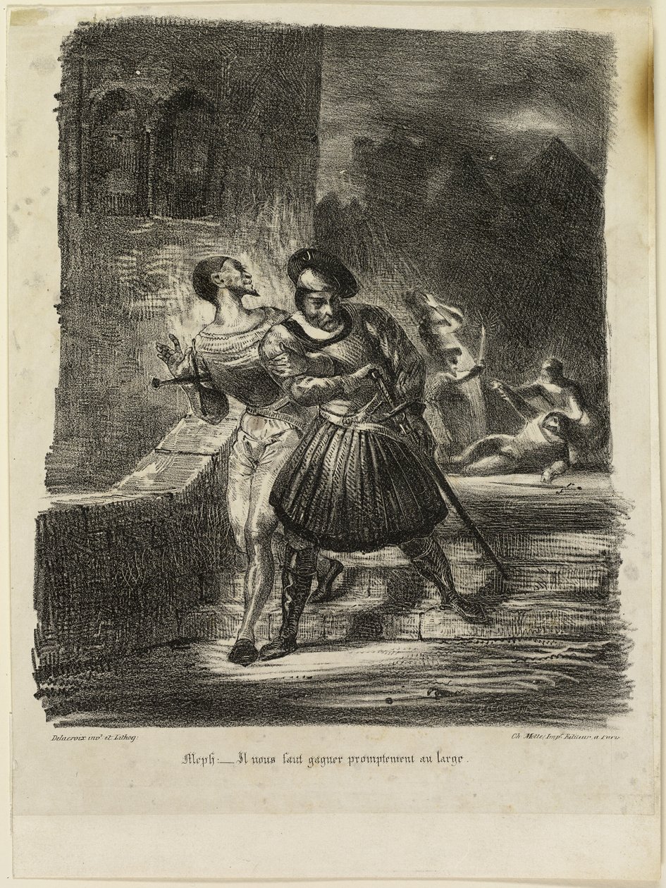 Méphistophélès et Faust fuyant après le duel - Eugène Delacroix