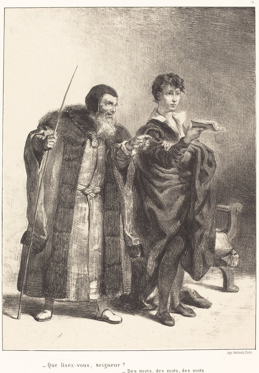 Polonius et Hamlet (Acte II, Scène II) - Eugène Delacroix