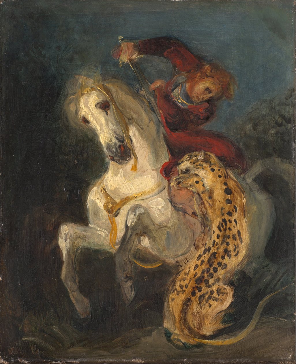 Cavalier attaqué par un jaguar - Ferdinand Victor Eugene Delacroix
