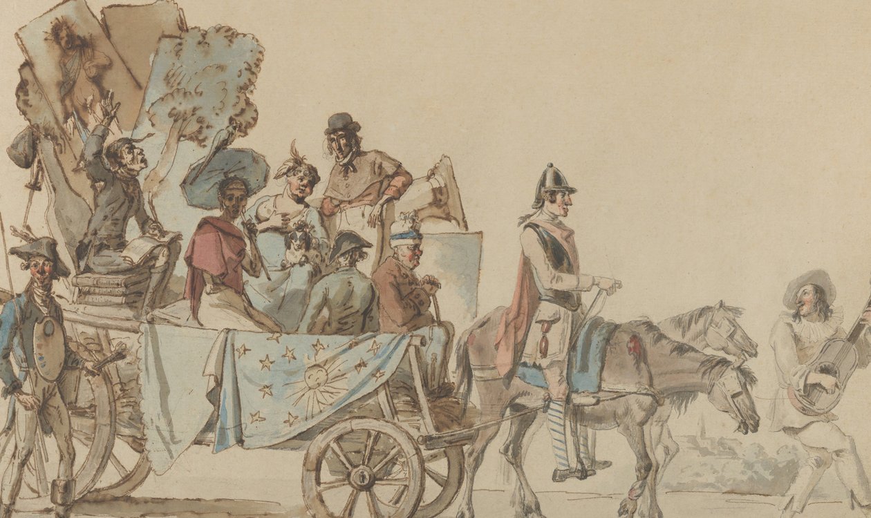 Troupe théâtrale en route - Eugène Delacroix