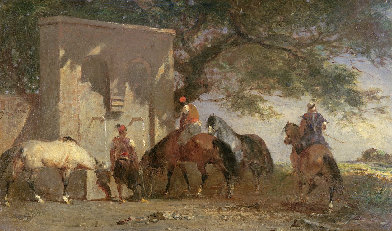 Arabes abreuvant leurs chevaux, c.1865-75 - Eugène Fromentin