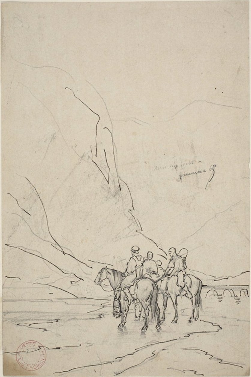 Hommes à cheval près de la rivière - Eugène Fromentin