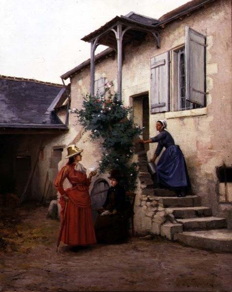 Deux femmes dans une cour - Euphemie Muraton