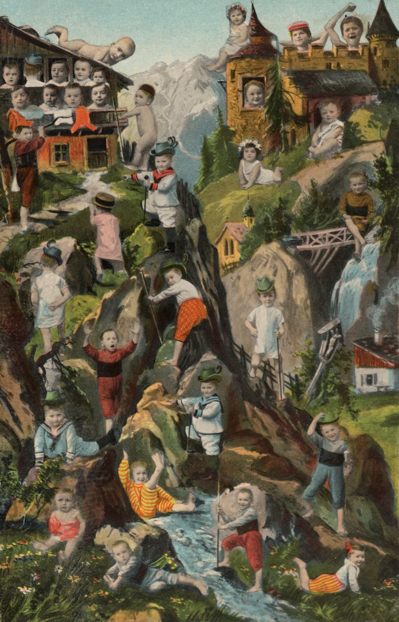 Bébés dans les montagnes (lithographie couleur) - European School