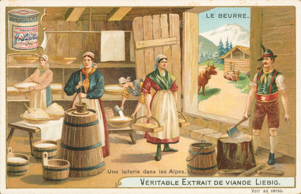 Beurre, carte de Liebig, début du 20e siècle (chromo) - European School