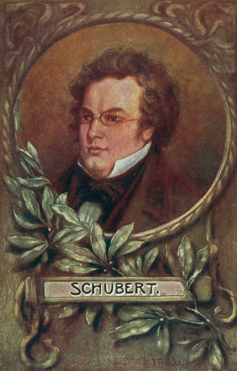 Franz Schubert, compositeur autrichien (lithographie couleur) - European School
