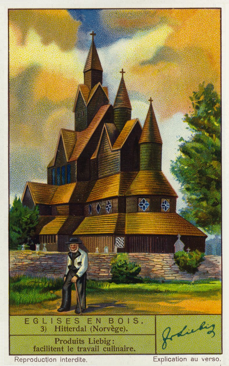 Église de Heddal Stave, Norvège (chromolitho) - European School