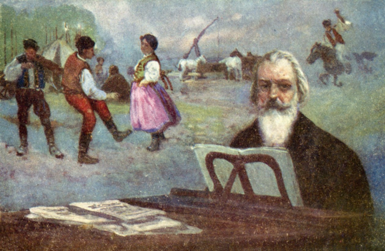 Johannes Brahms : Danses hongroises (lithographie couleur) - European School