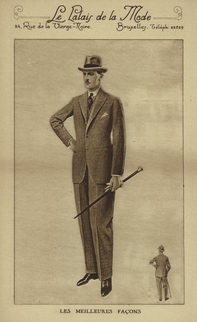 Mode masculine vers les années 1930 (lithographie) - European School