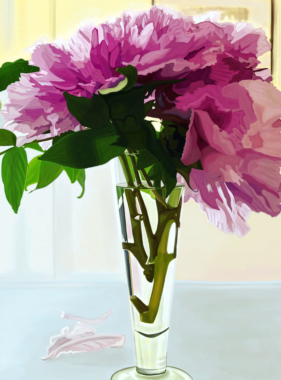 Pivoines magenta dans un vase (art numérique) - Evan Sklar