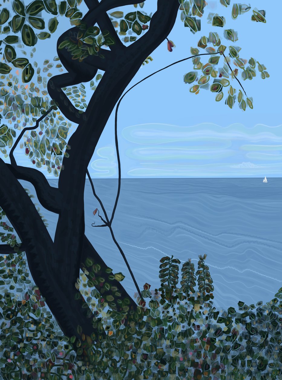 Mer et voilier, Brooklyn (art numérique) - Evan Sklar
