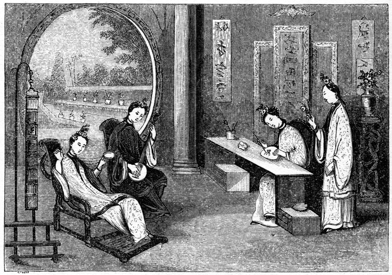 Scène domestique, dames à leurs occupations habituelles, 1847 - Evans