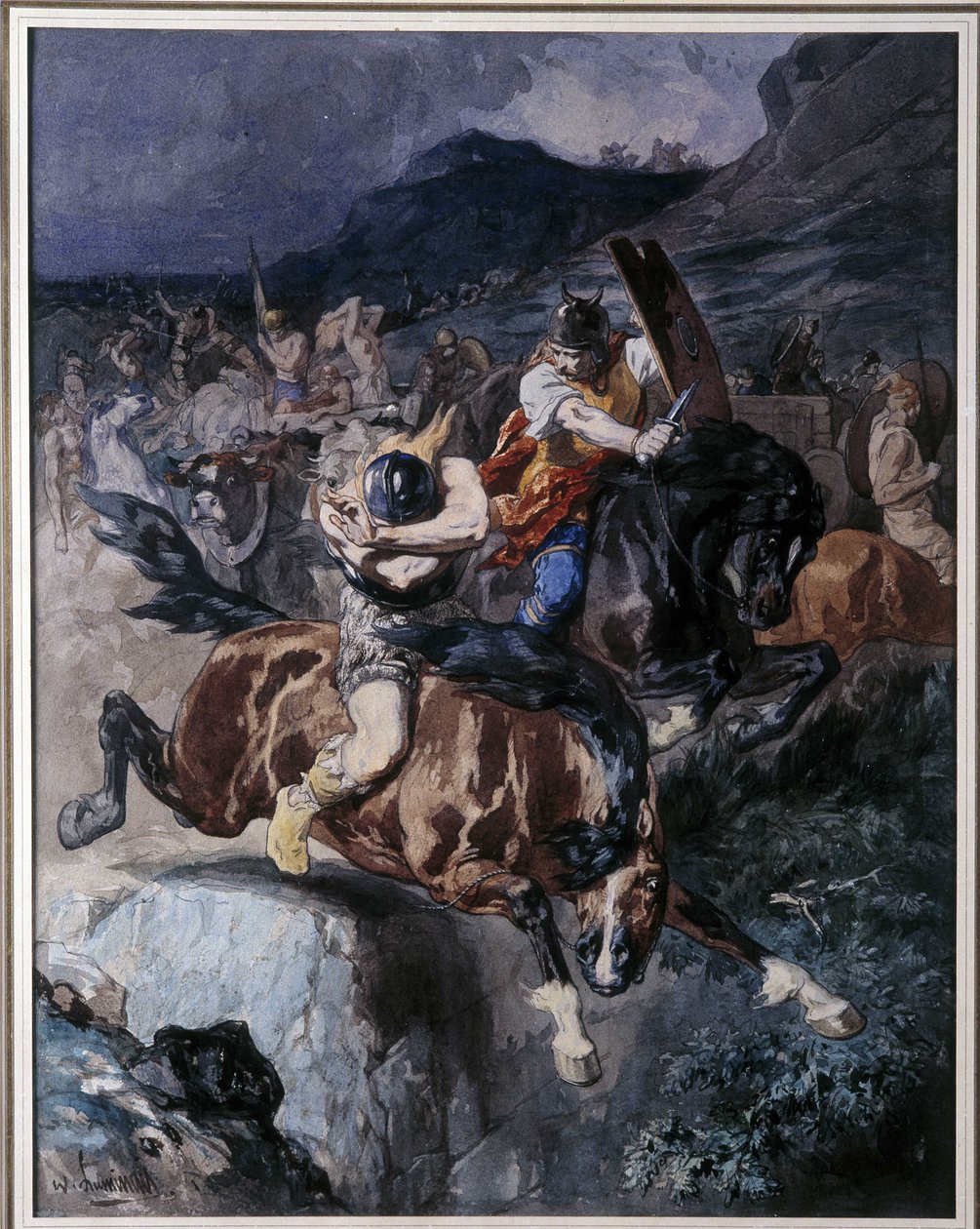 Combat de cavaliers francs - Evariste Vital Luminais
