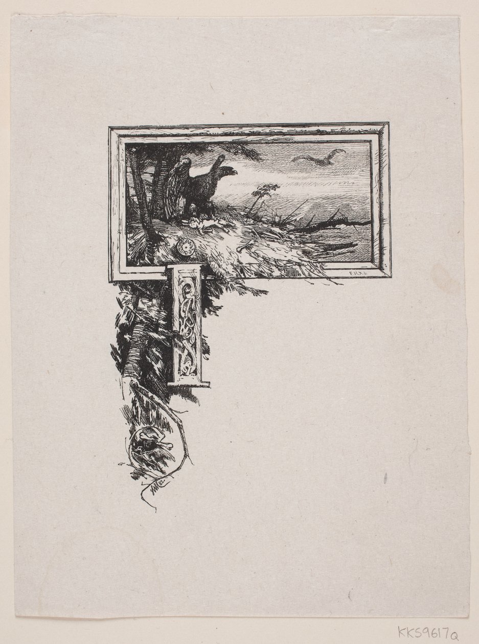 Vignette Initiale. "J" avec un Nid d