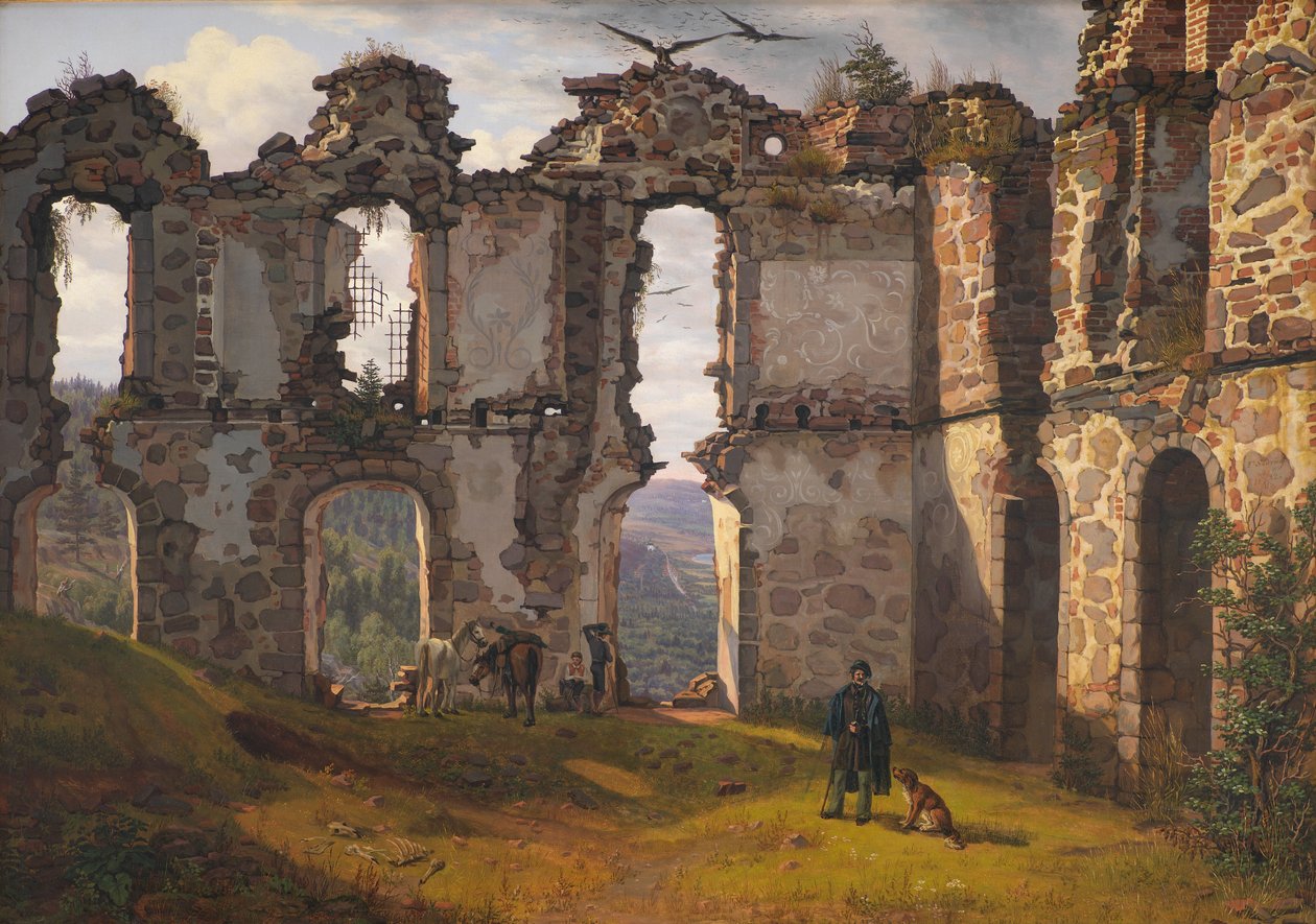 Les Ruines de Brahehus près de Jönköping, Suède - F. Sødring