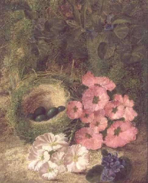 Printemps (nid avec églantines) - Fanny Jane Bayfield