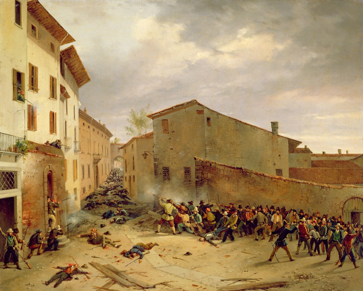 La Bataille du 31 mars 1849 dans la Via delle Consolazioni à Brescia - Faustino Joli