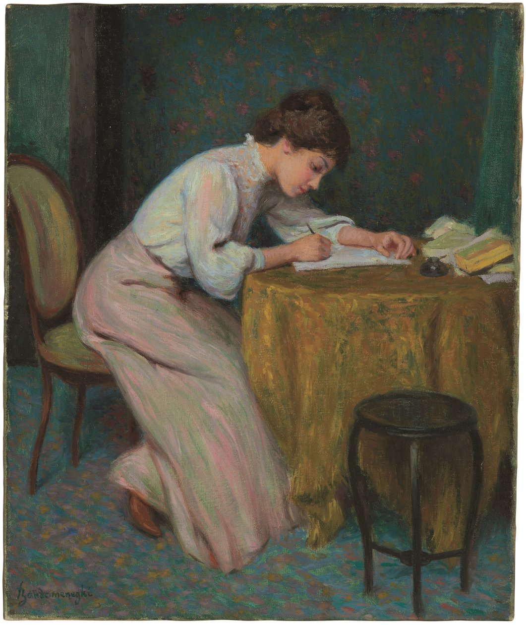 Jeune fille écrivant - Federigo Zandomeneghi