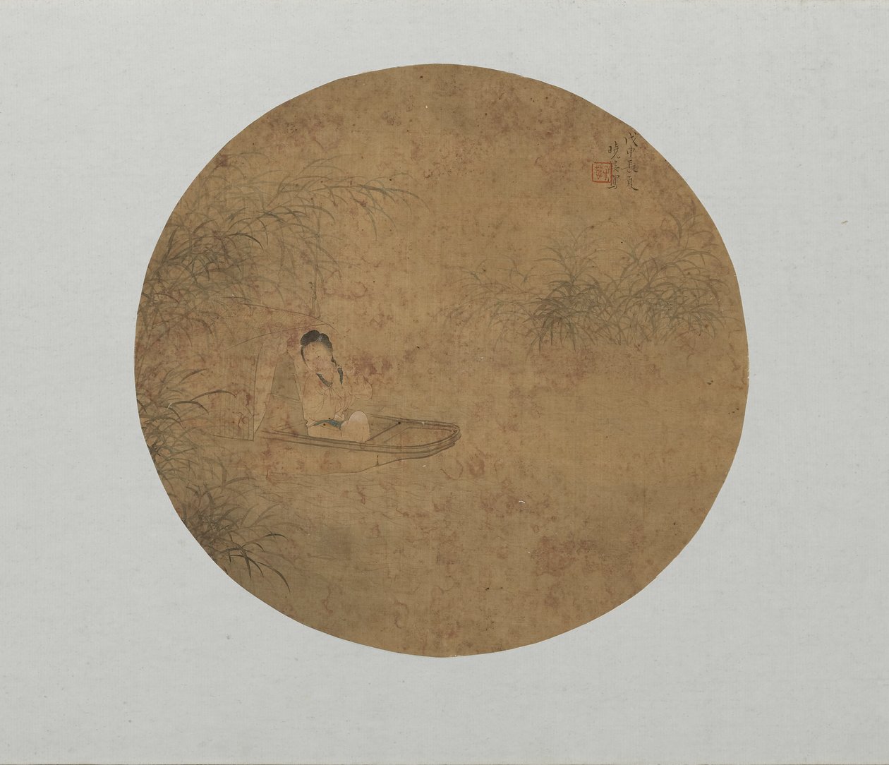 Dame dans un bateau jouant de la flûte - Fei Danxu