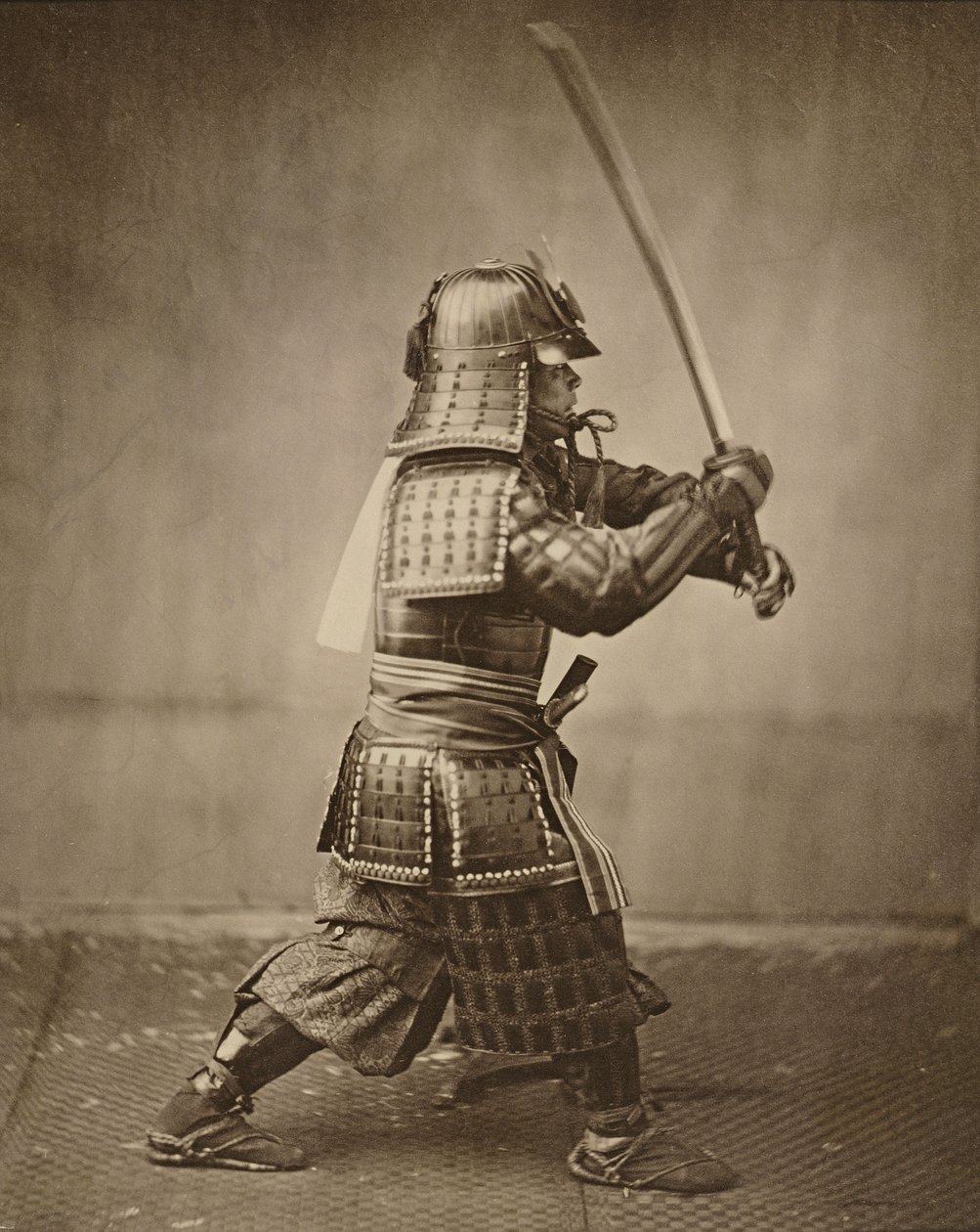 Samouraï avec épée levée, c.1860 (tirage albuminé) - Felice Beato