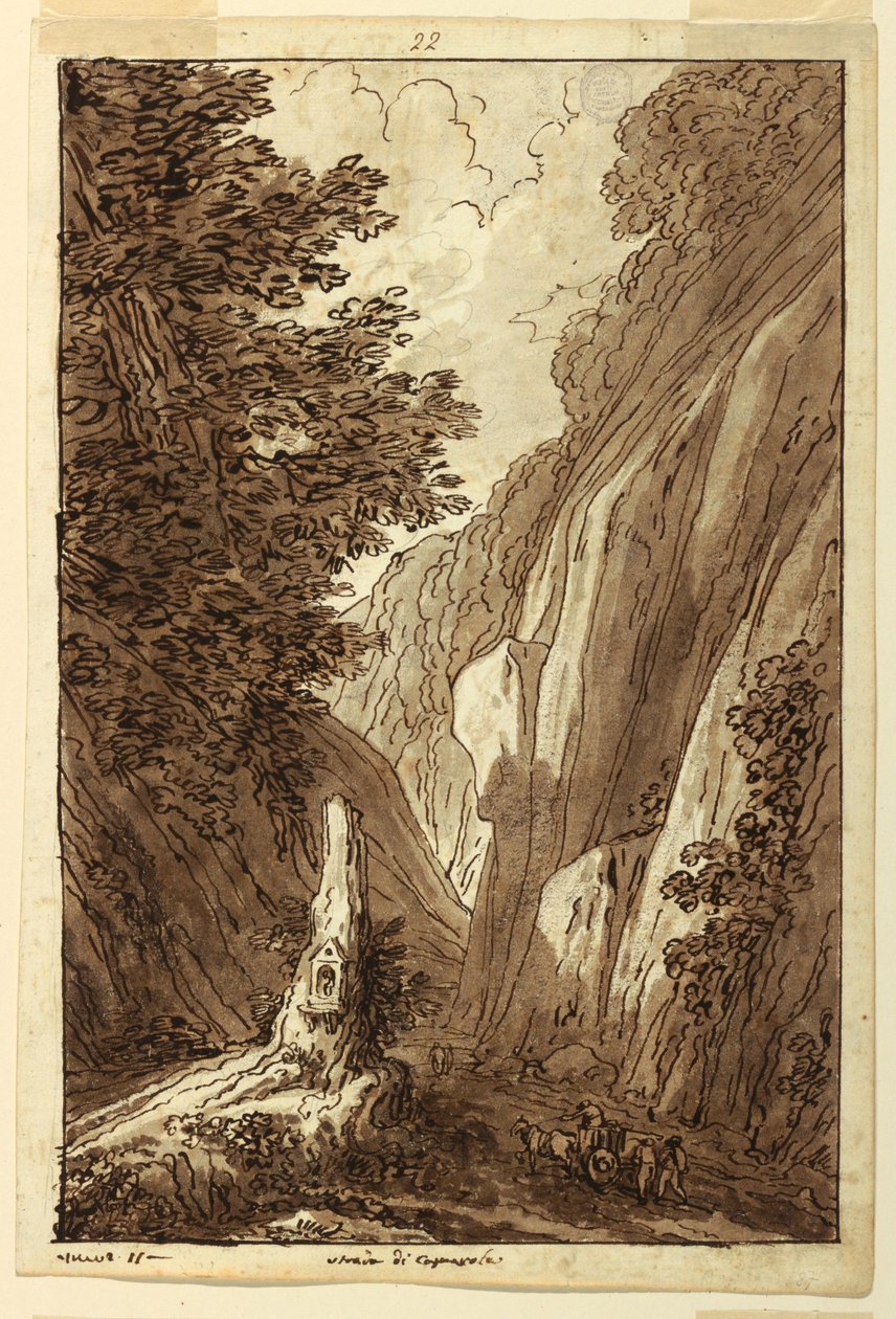 Dessin, La route de Caprarola, vers 1813 - Felice Giani
