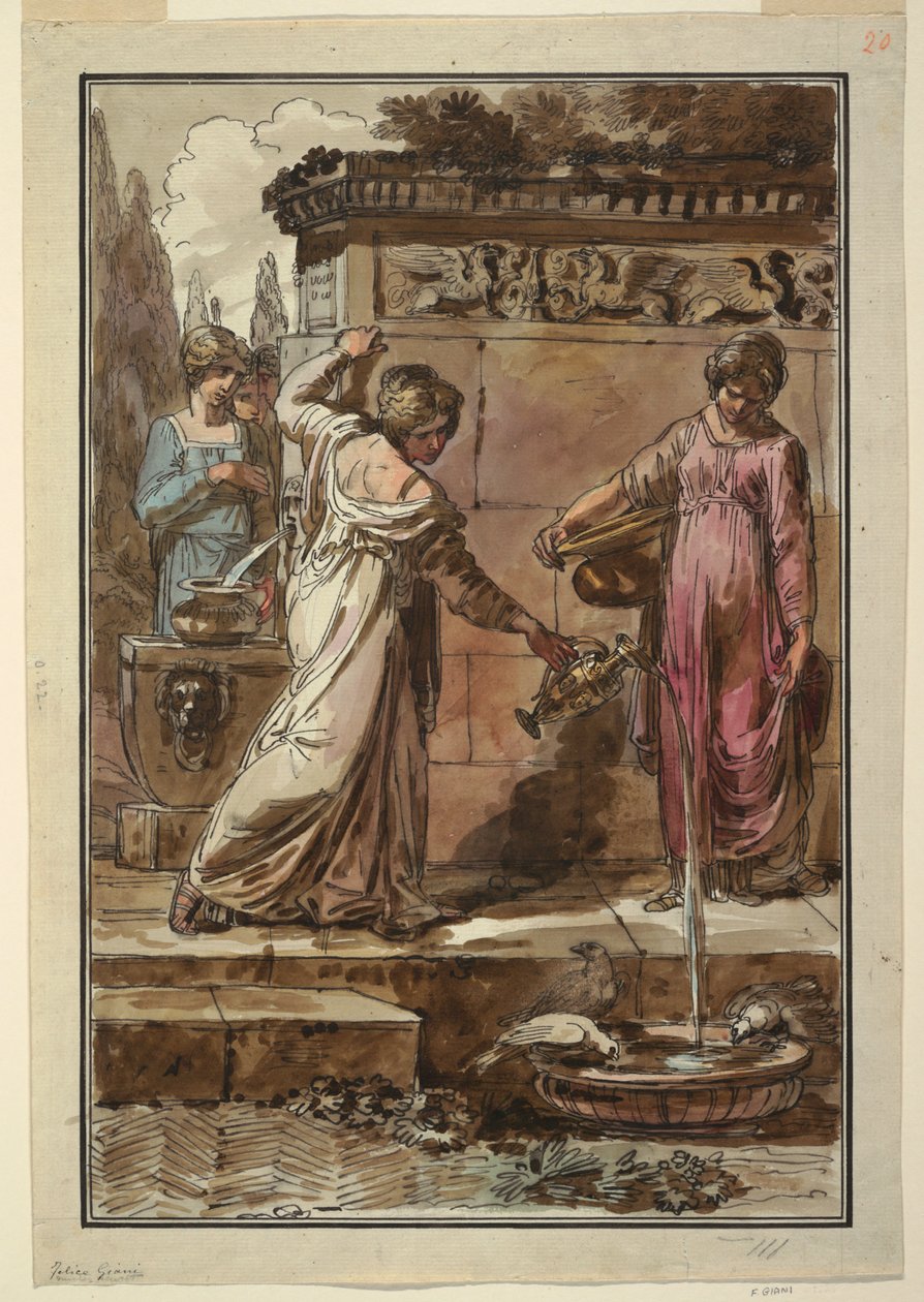Cinq femmes à une fontaine - Felice Giani