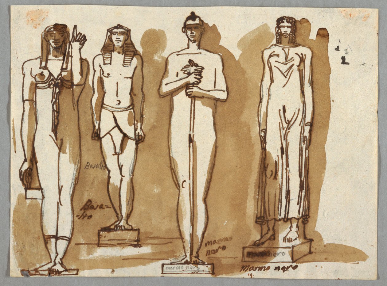 Quatre statues de style égyptien - Felice Giani