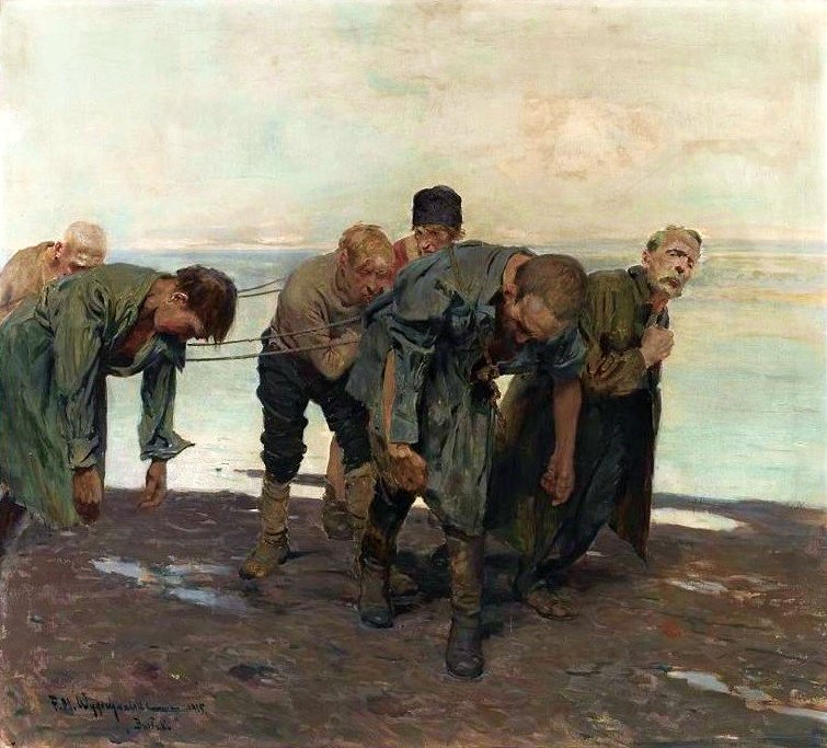 Halage de barges - Feliks Michal Wygrzywalski