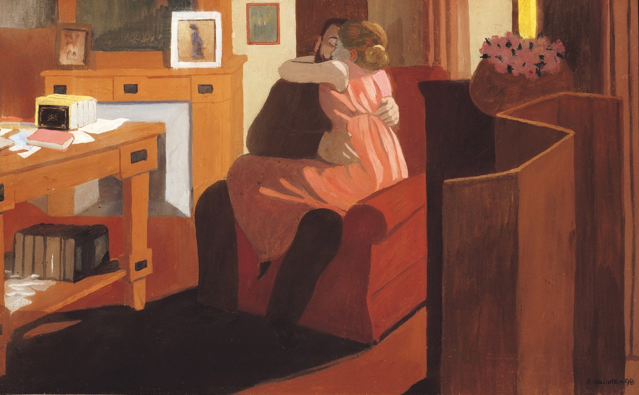 Intimité, Couple dans un intérieur avec une cloison, 1898 - Felix Edouard Vallotton