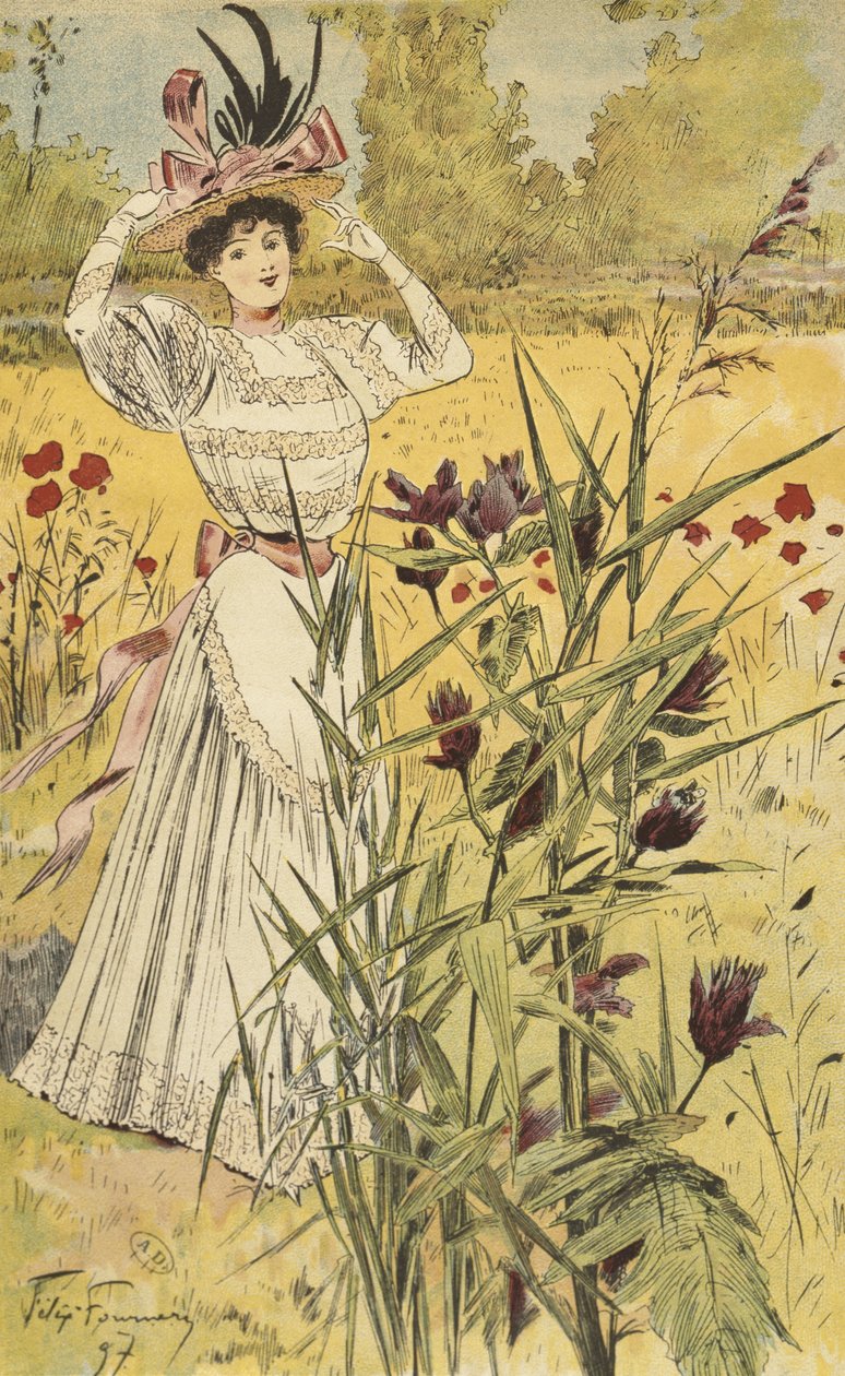 Planche de mode, à la campagne, illustration de 