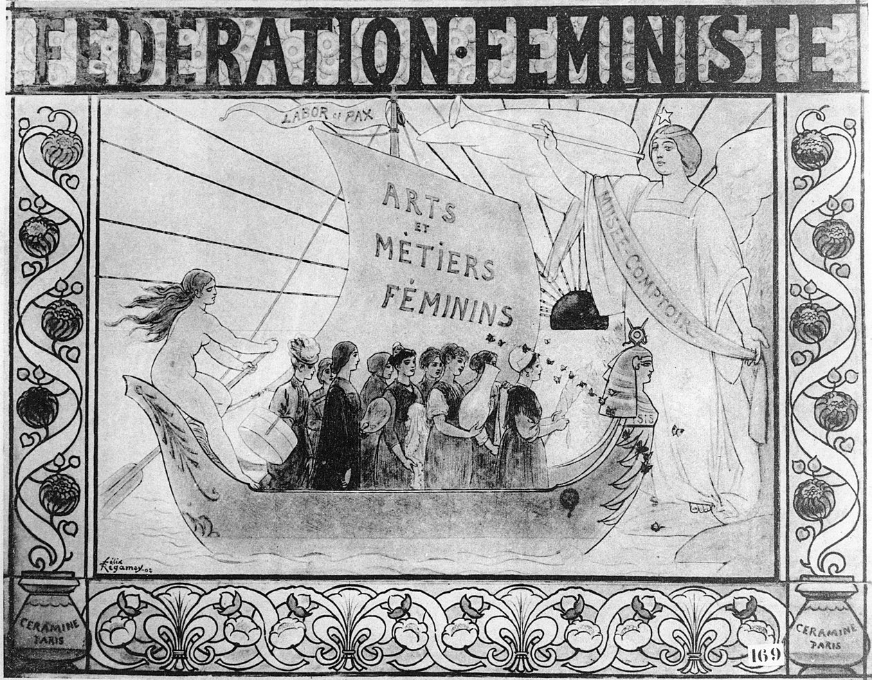 Affiche publicitaire pour la Fédération Féministe, imprimée par Ceramine, Paris, 1902 - Felix Regamey