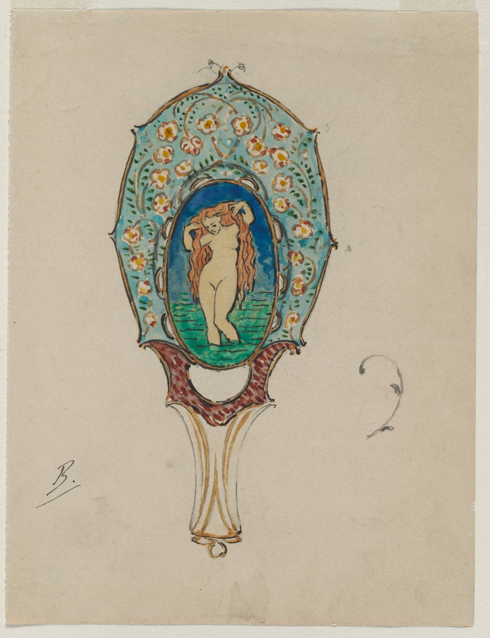 Conception pour un miroir à main - Felix Bracquemond