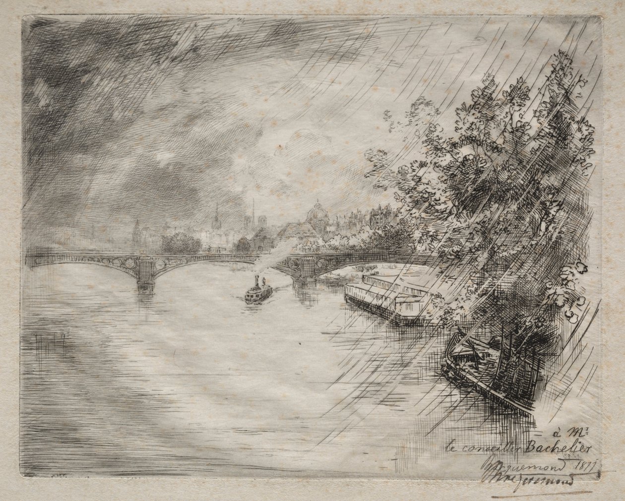 Vue du Pont de Saint-Pères, 1877 - Felix Bracquemond