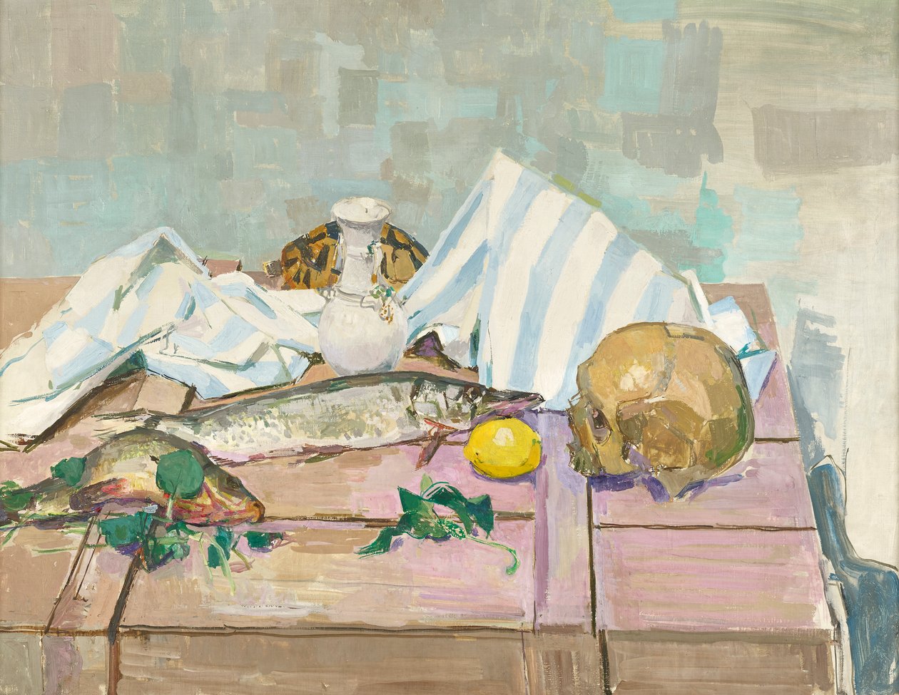Nature morte avec crâne et poissons - Felix Esterl