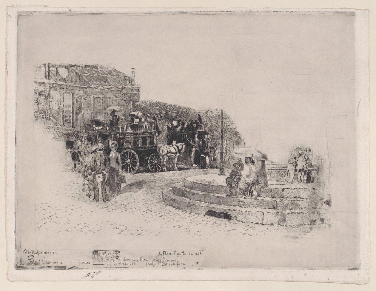 Place Pigalle en 1878 - Felix Hilaire Buhot