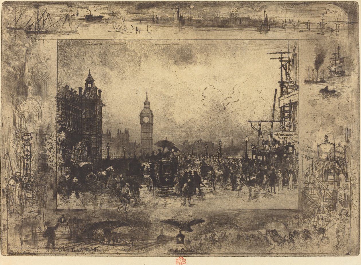 Pont de Westminster, 1884 - Felix Hilaire Buhot