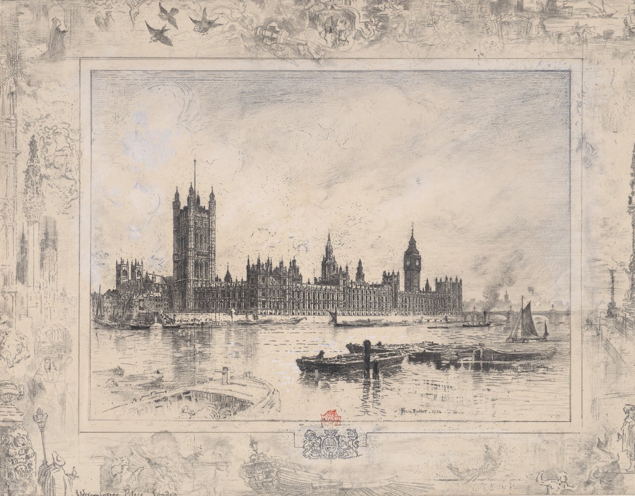 Palais de Westminster, 1884 - Felix Hilaire Buhot