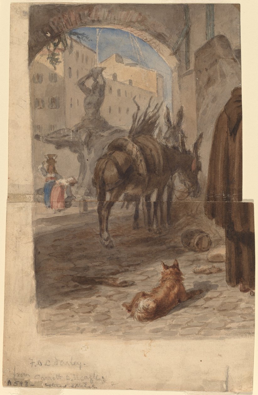 Fontaine de Bernini, Rome (recto) - Felix Octavius Carr Darley