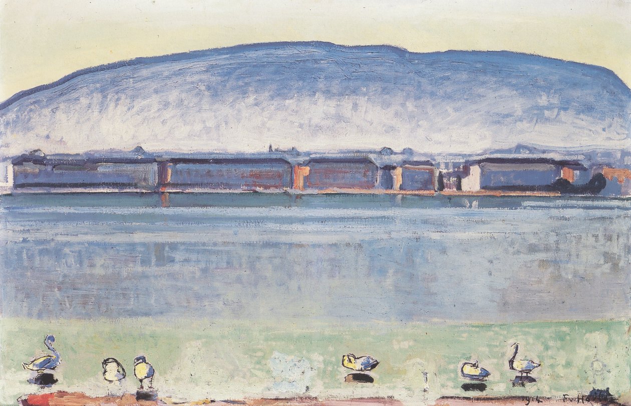 Lac Léman avec six cygnes - Ferdinand Hodler