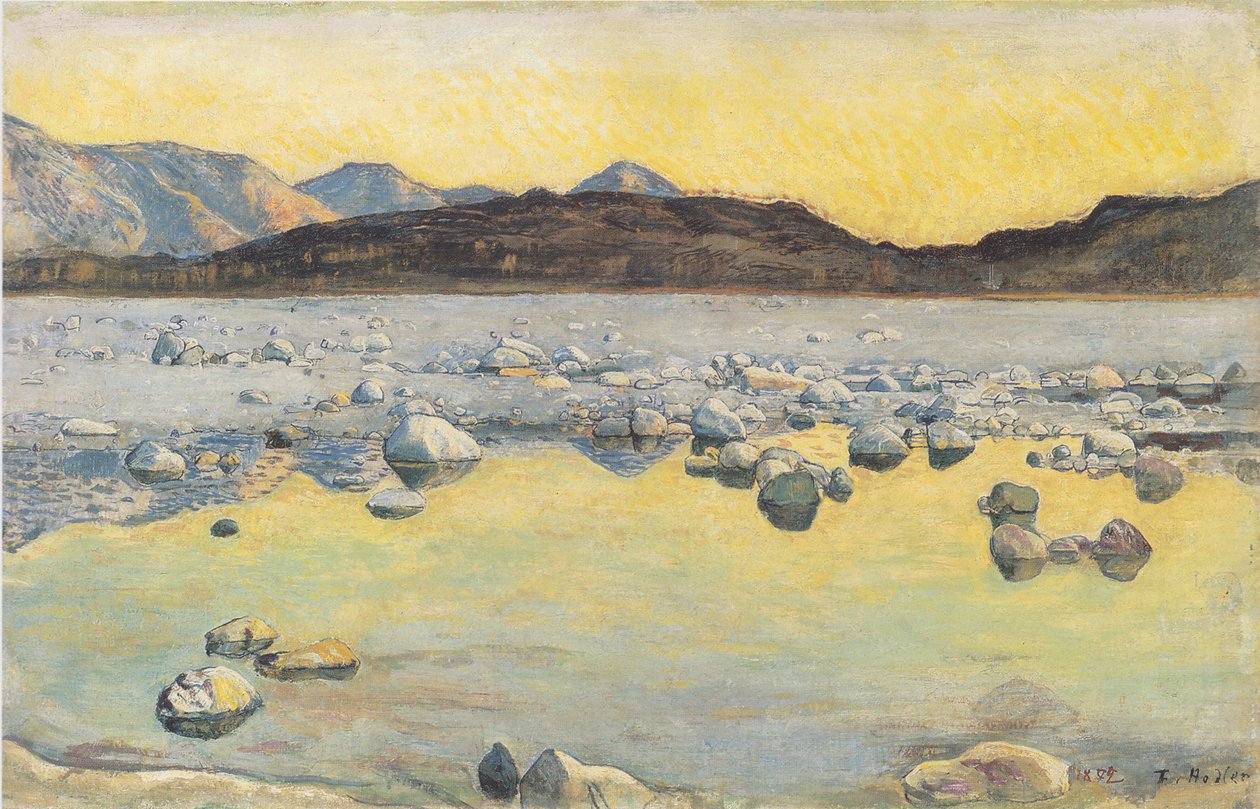 Delta de la Maggia avant le lever du soleil - Ferdinand Hodler