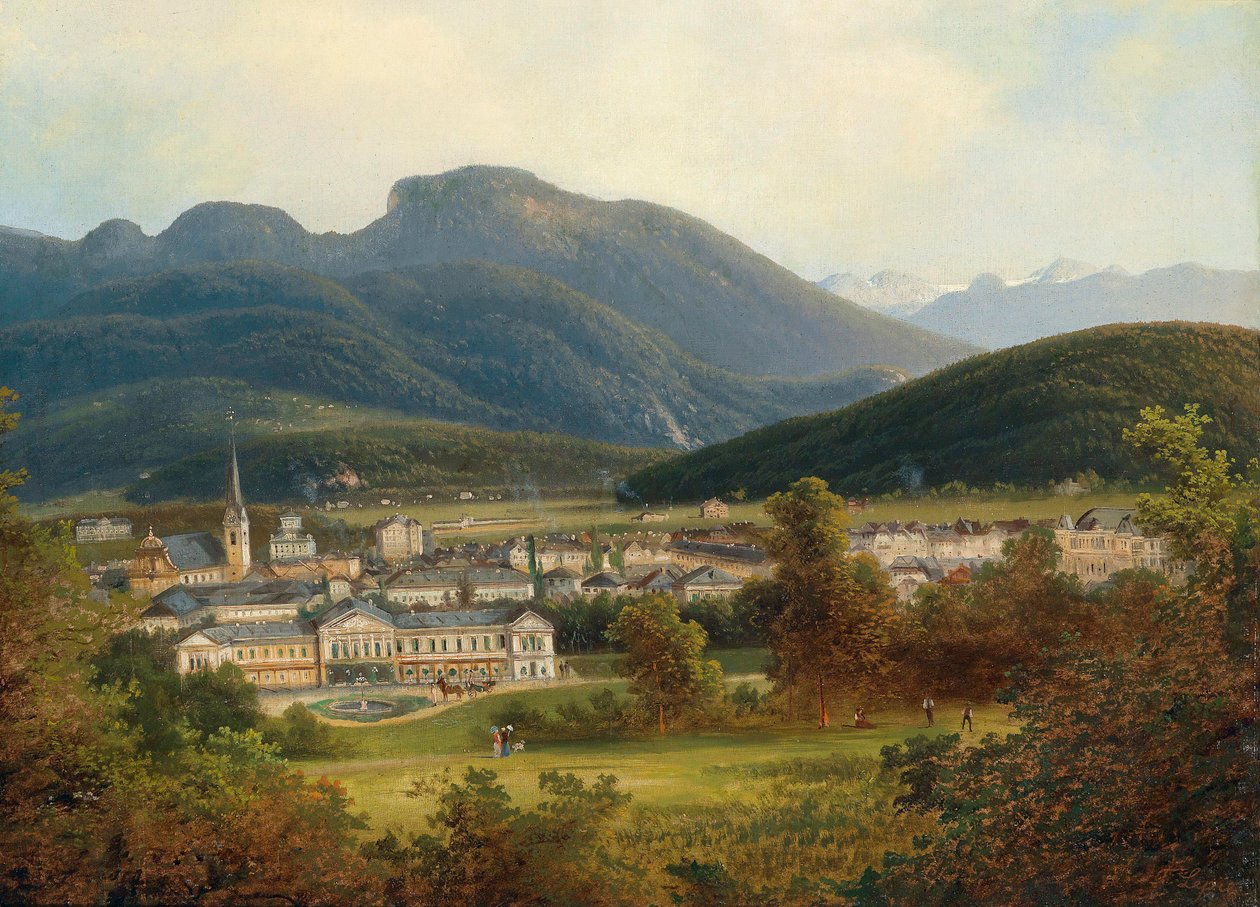 Vue sur Ischl et la villa impériale, en arrière-plan le Dachstein - Ferdinand Lepie