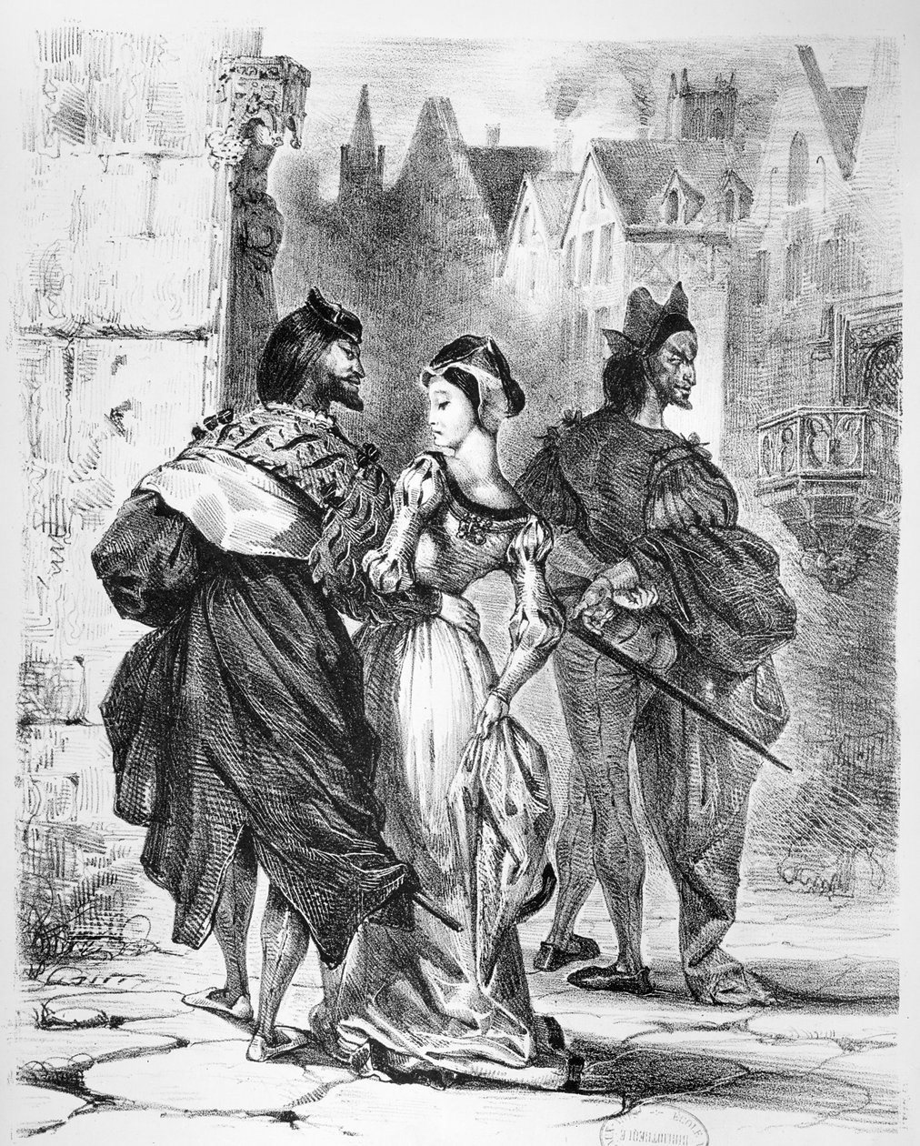 Faust rencontrant Marguerite, de Faust de Goethe, après 1828 (illustration) - Ferdinand Victor Eugene Delacroix