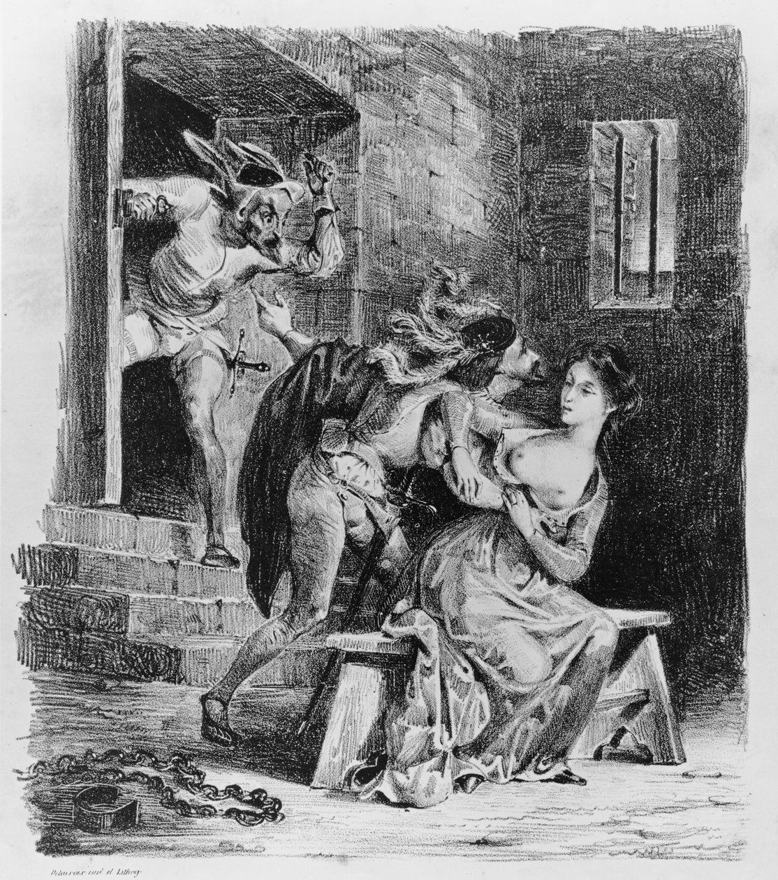 Faust sauve Marguerite de sa prison, de Faust de Goethe, 1828 (illustration) - Ferdinand Victor Eugene Delacroix