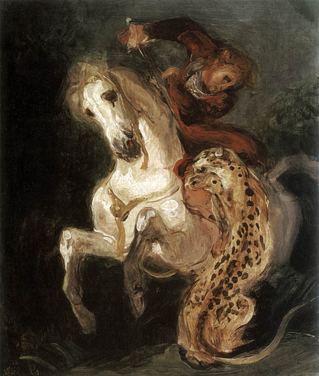 Jaguar attaquant un cavalier - Ferdinand Victor Eugene Delacroix