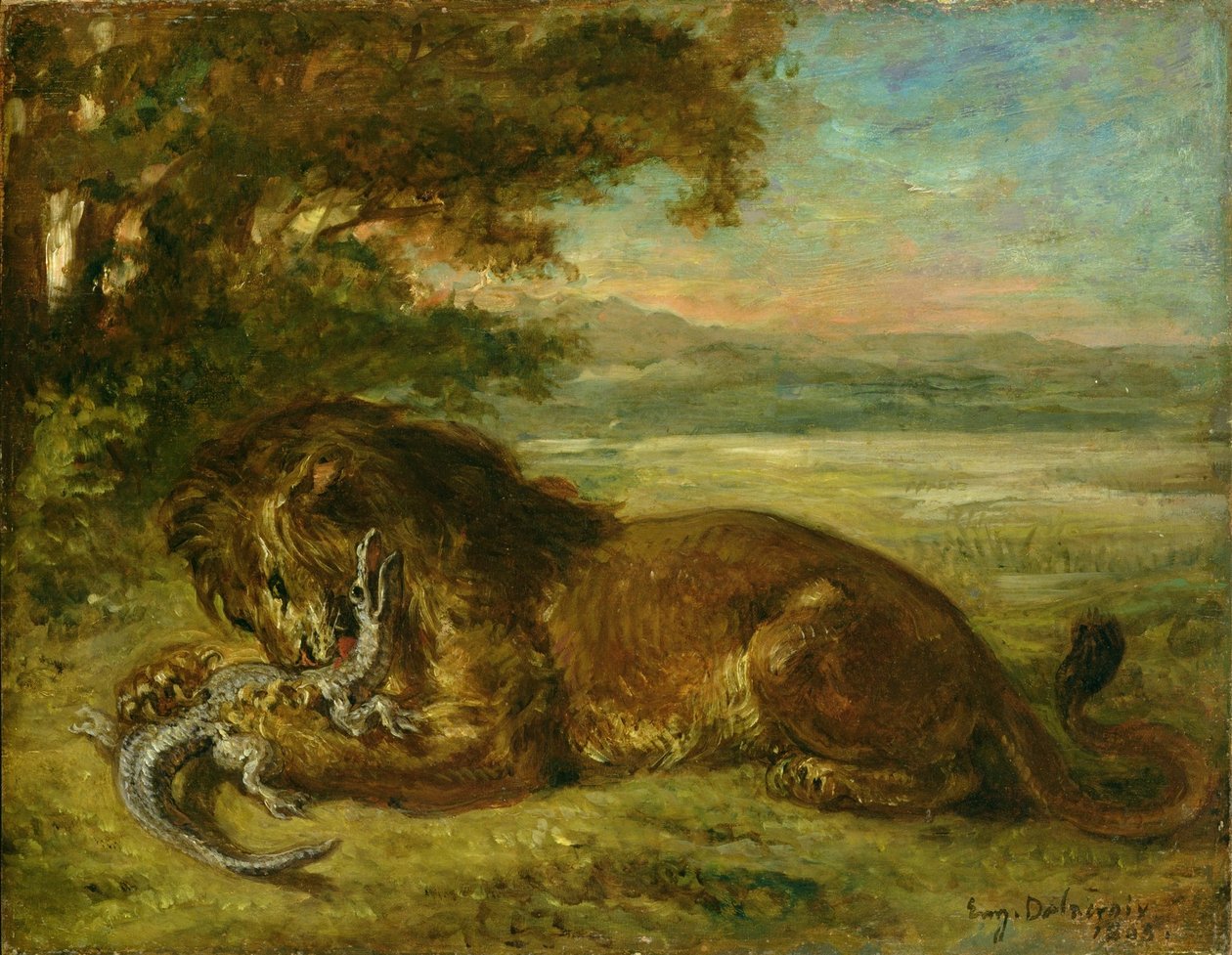 Lion et alligator - Ferdinand Victor Eugene Delacroix
