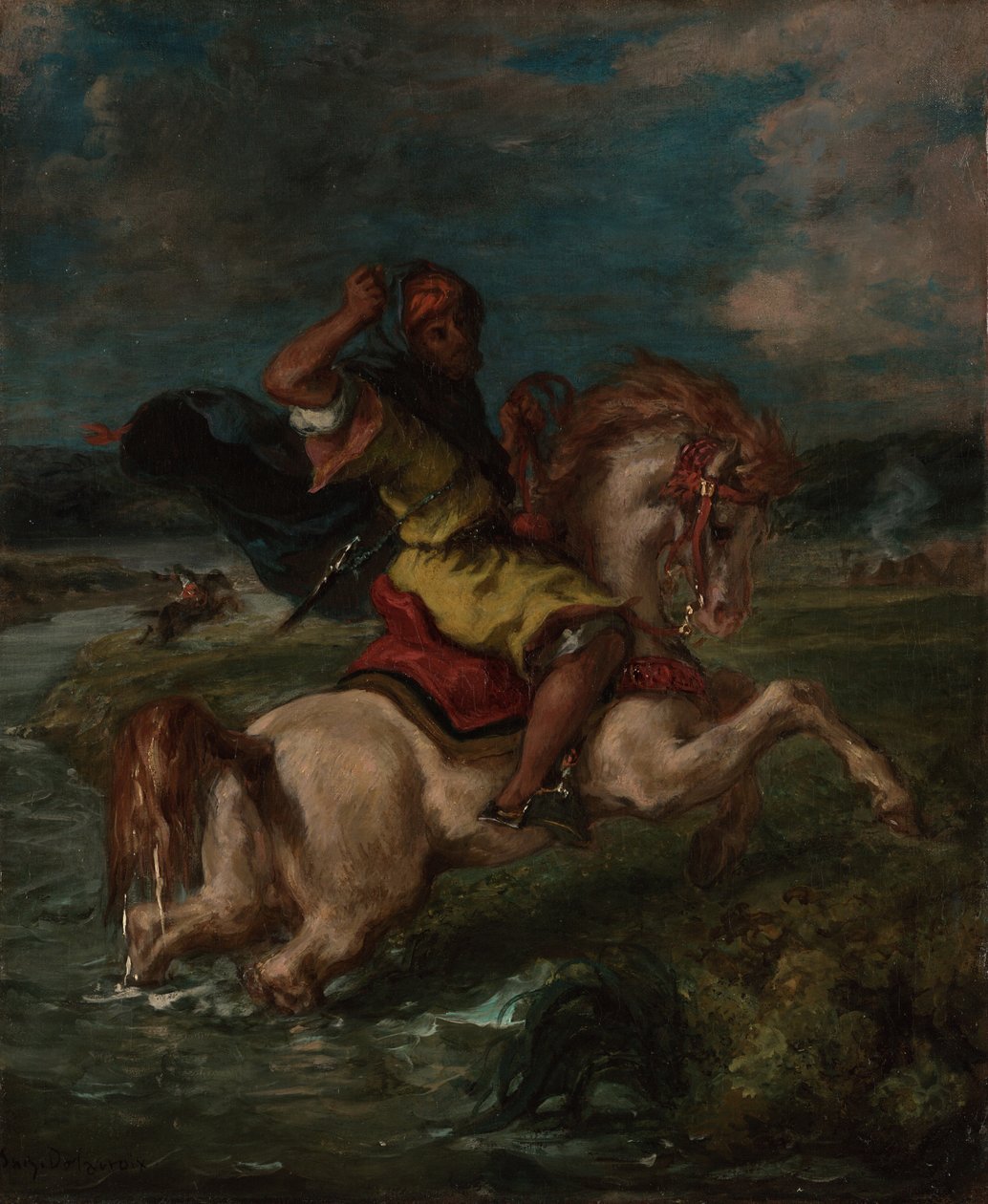 Cavalier marocain traversant un gué - Ferdinand Victor Eugene Delacroix