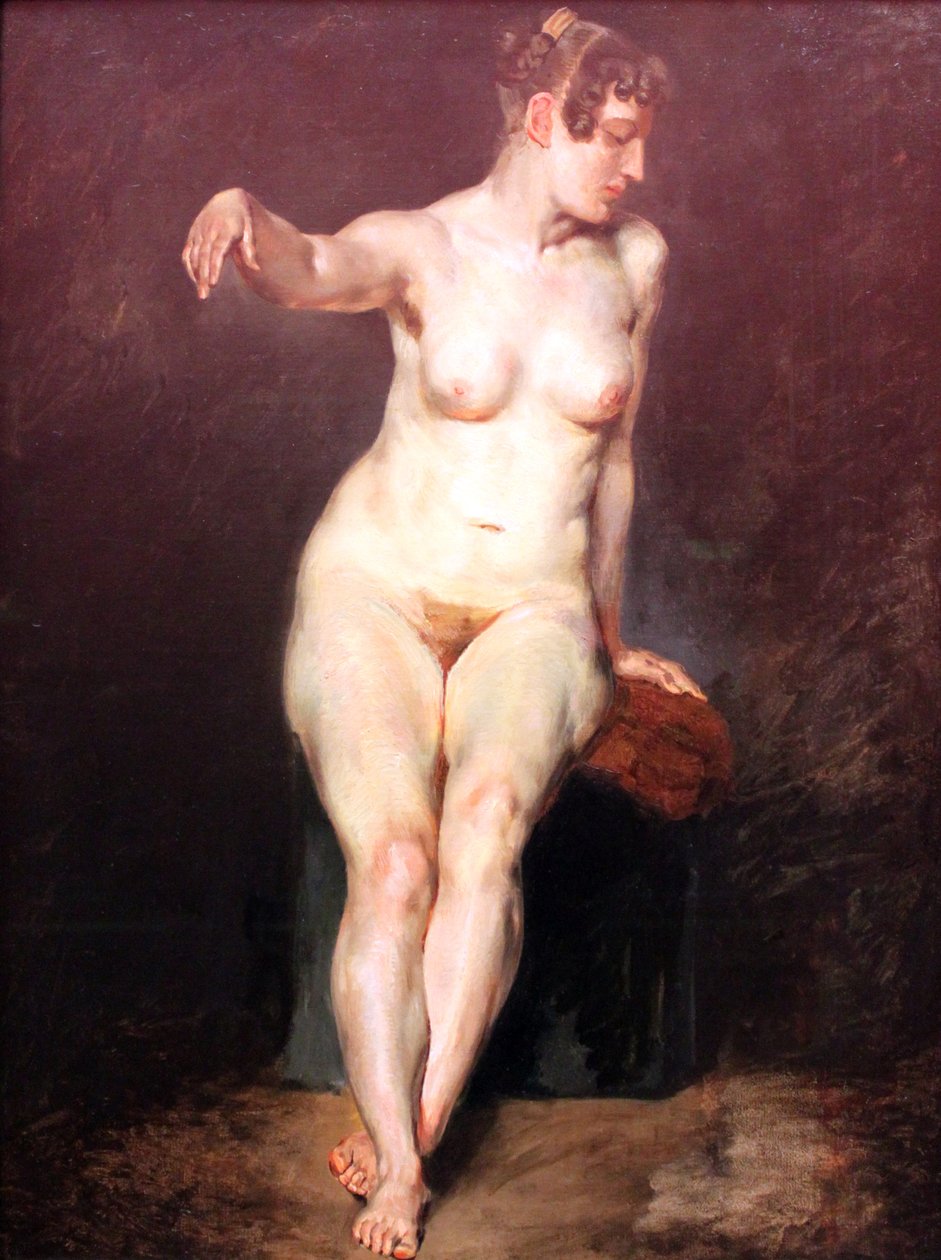 Nu féminin assis - Ferdinand Victor Eugene Delacroix